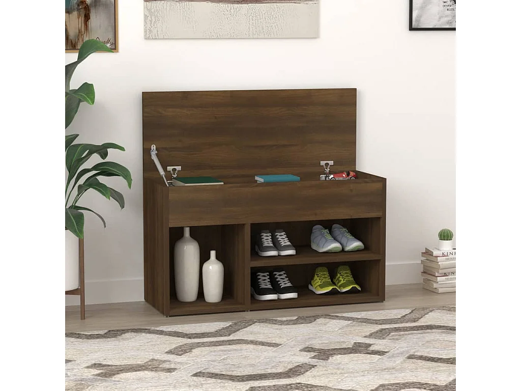 Panca portascarpe Rovere marrone 80x30x45 cm Legno ingegnerizzato