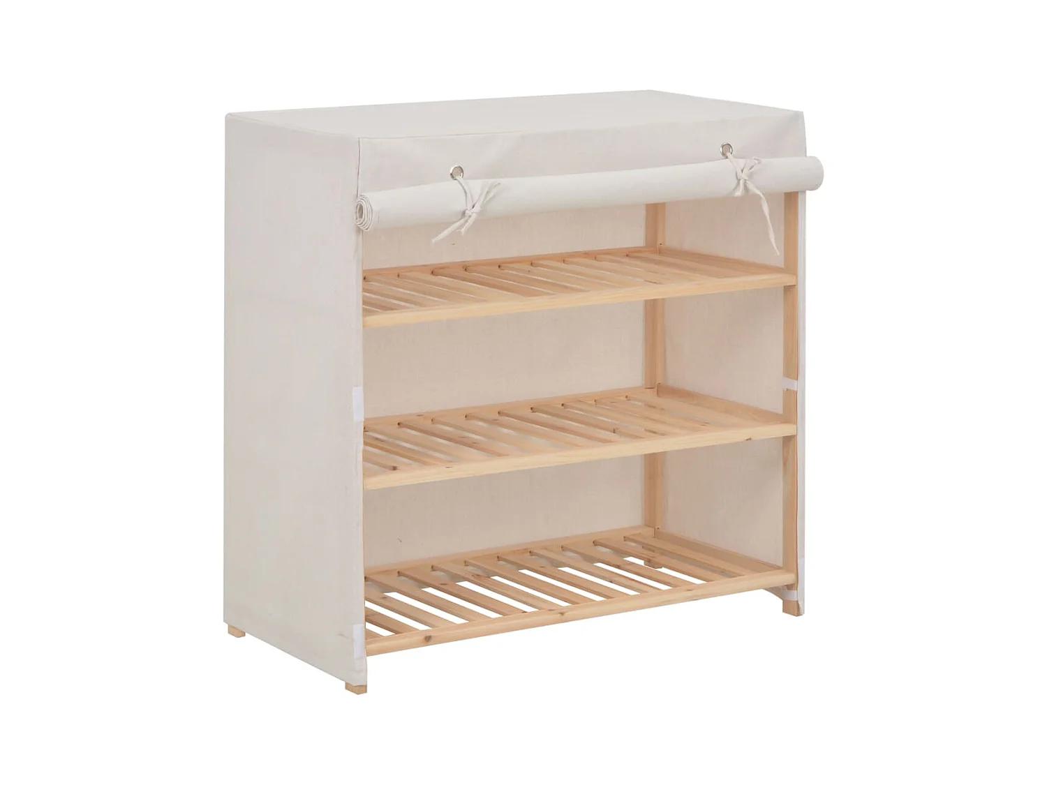 Scarpiera con coperchio Bianco 79x40x80 cm Tessuto