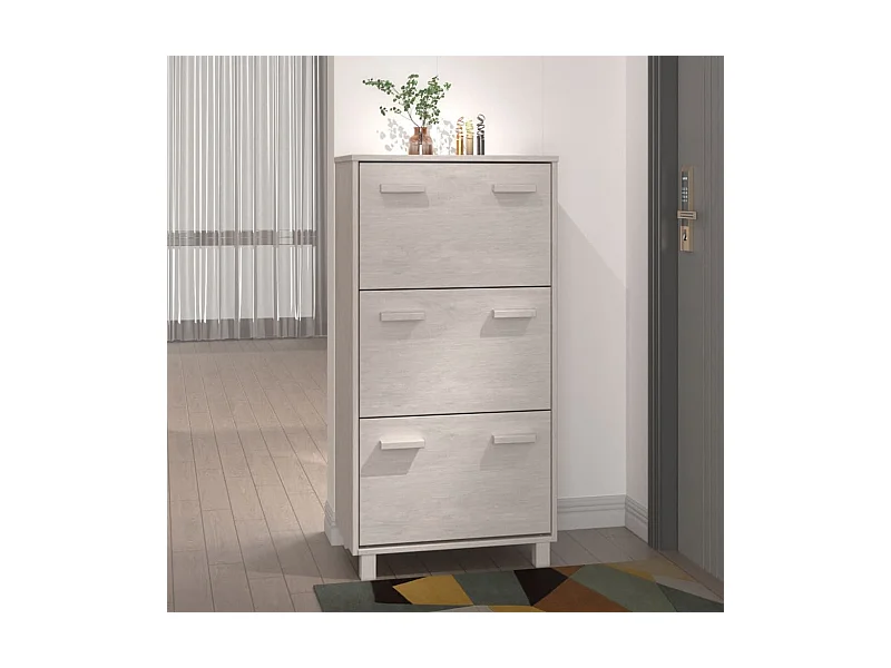 Zapatero Blanco 59,5x35x117 cm Madera de Pino