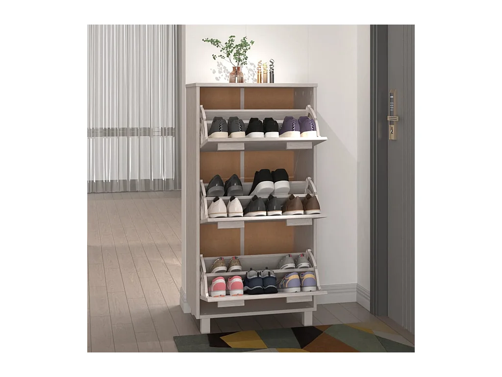 Zapatero Blanco 59,5x35x117 cm Madera de Pino