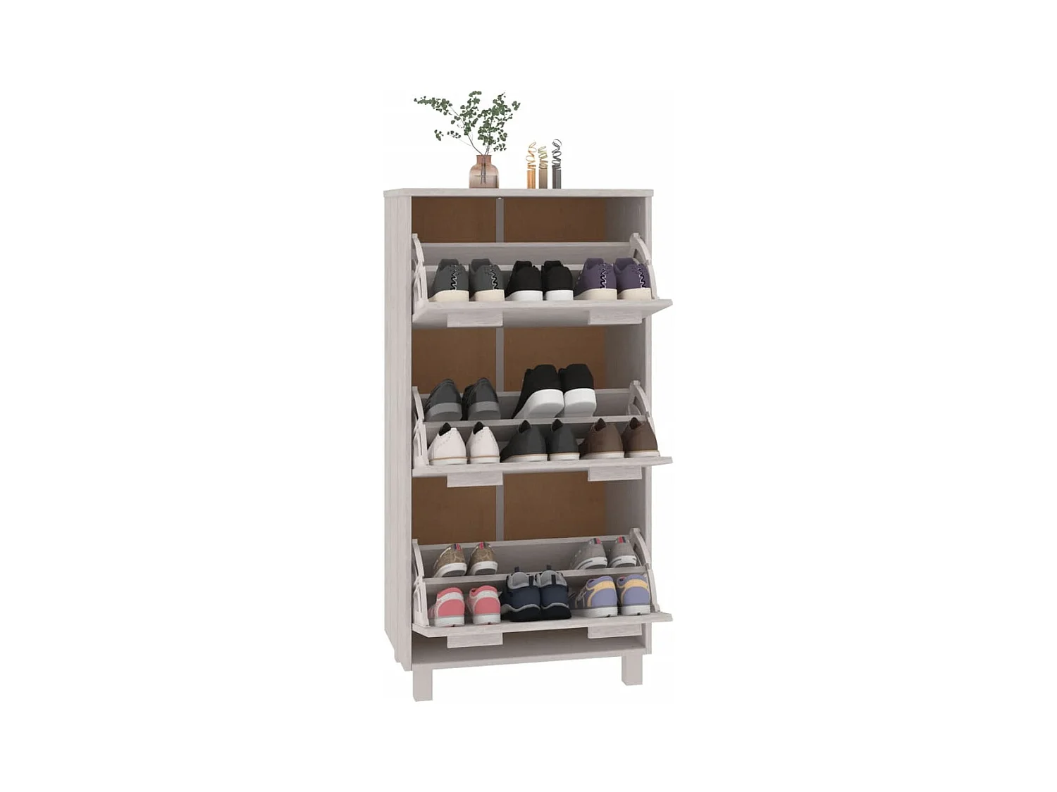 Zapatero Blanco 59,5x35x117 cm Madera de Pino