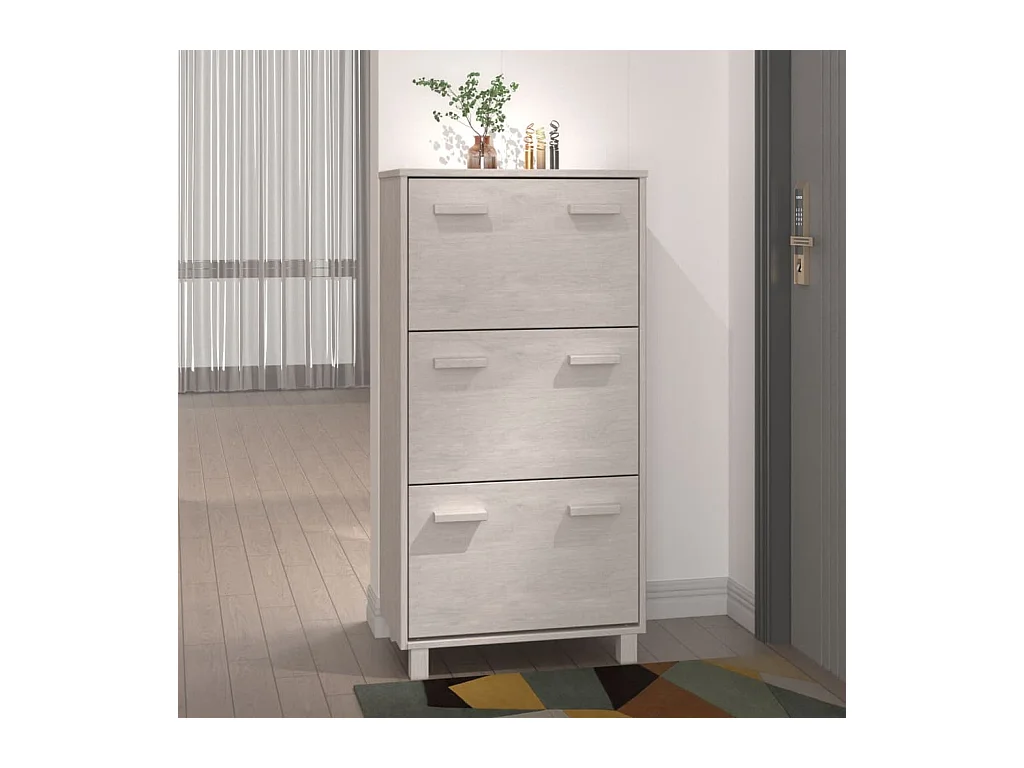 Armoire à chaussures Blanc 59,5x35x117 cm Bois de pin