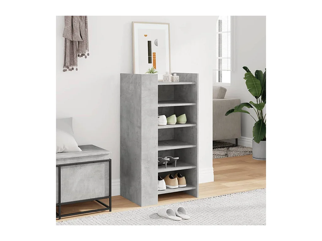 Scarpiera grigio cemento 52x37,5x100cm in legno ingegnerizzato