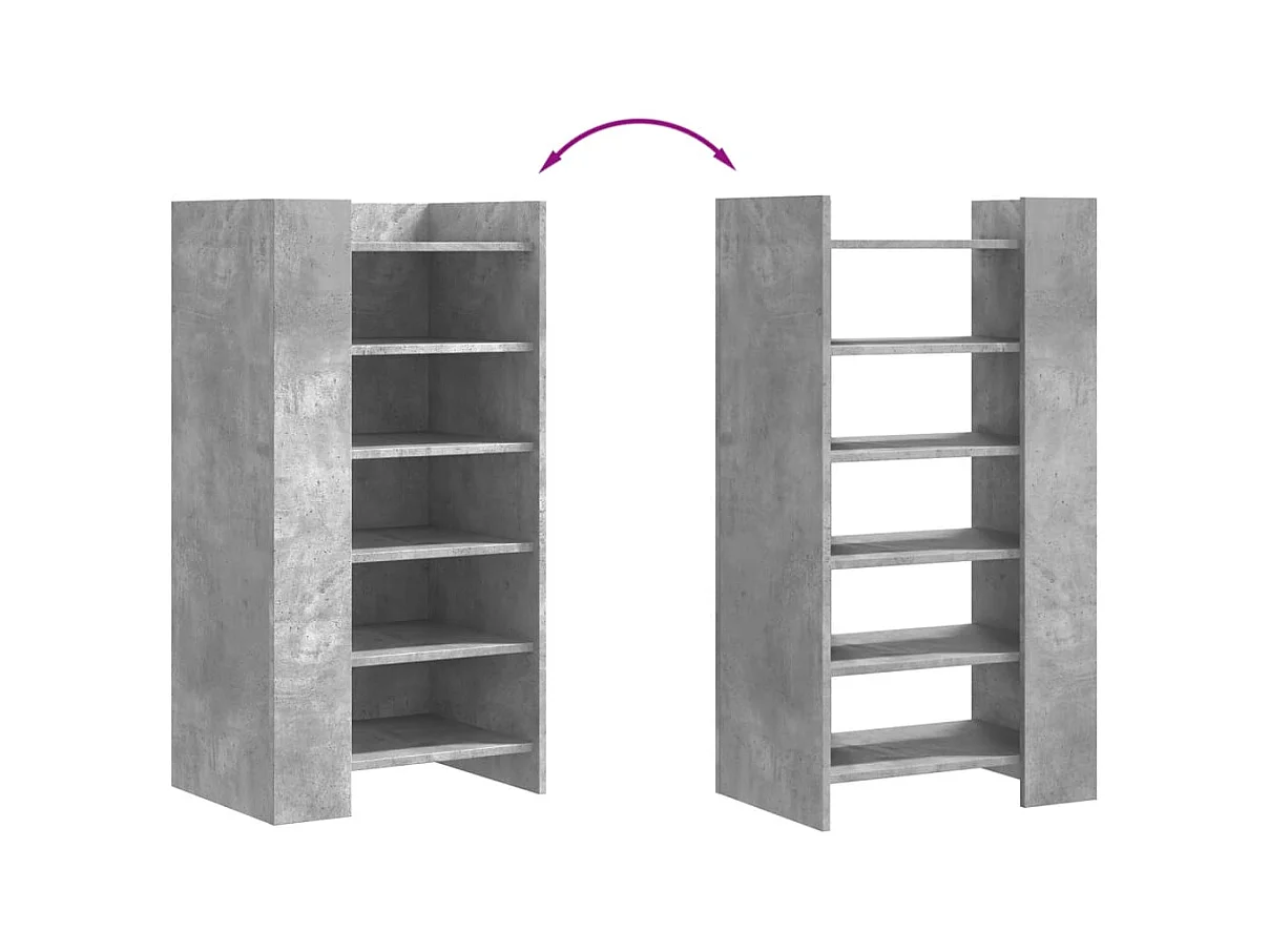 Scarpiera grigio cemento 52x37,5x100cm in legno ingegnerizzato