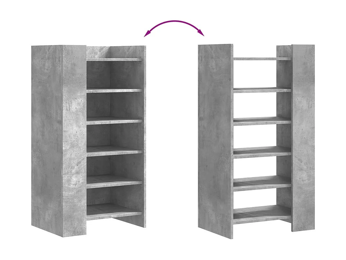 Armoire à chaussures gris béton 52x37,5x100cm bois d'ingénierie