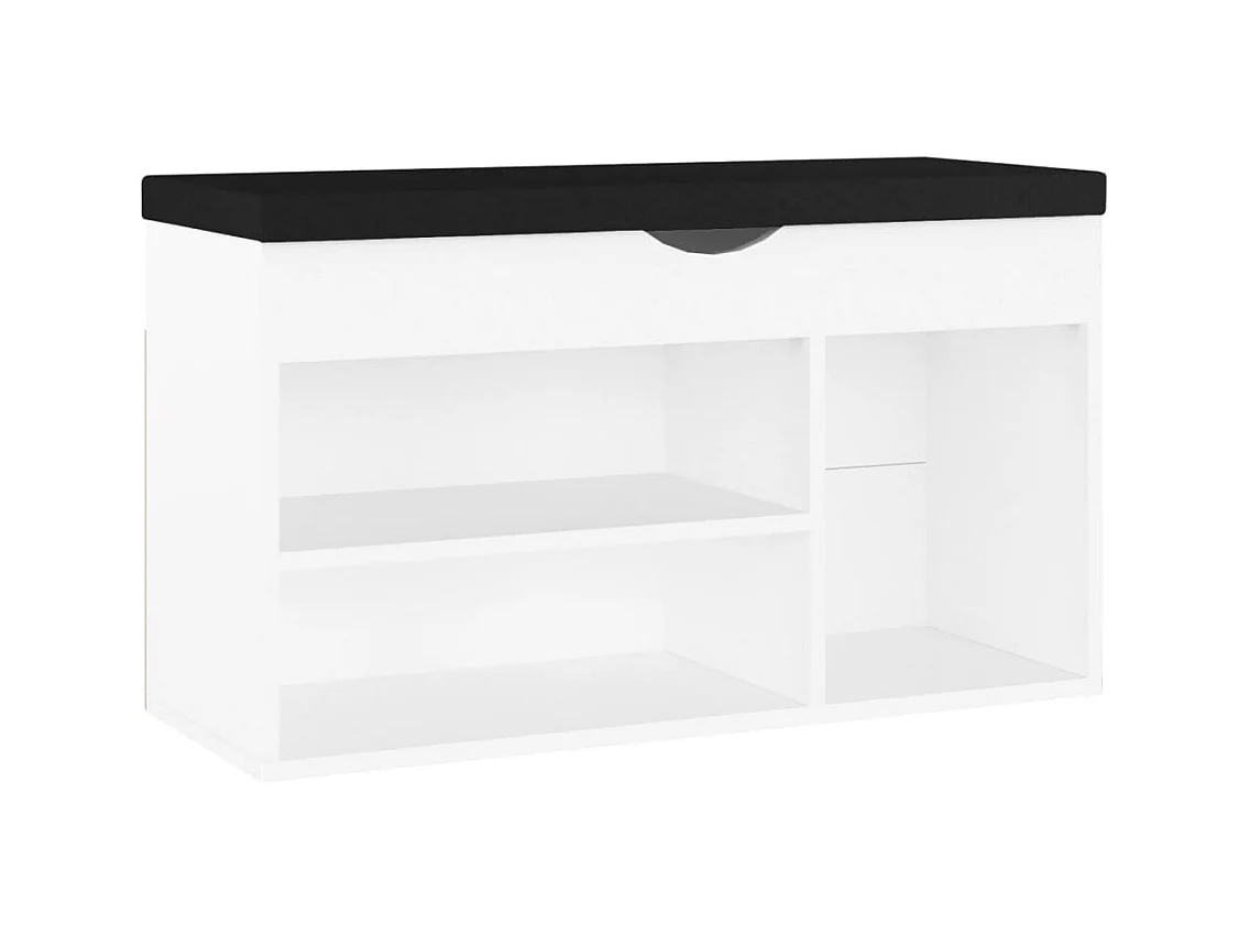Panca portascarpe con cuscino in legno ingegnerizzato bianco