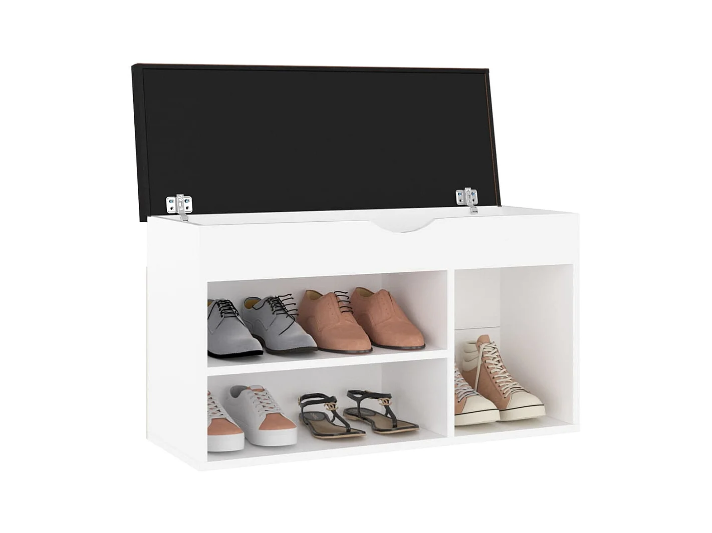 Panca portascarpe con cuscino in legno ingegnerizzato bianco