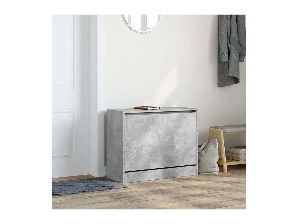 Armoire à chaussures gris béton 80x34x63 cm bois d'ingénierie