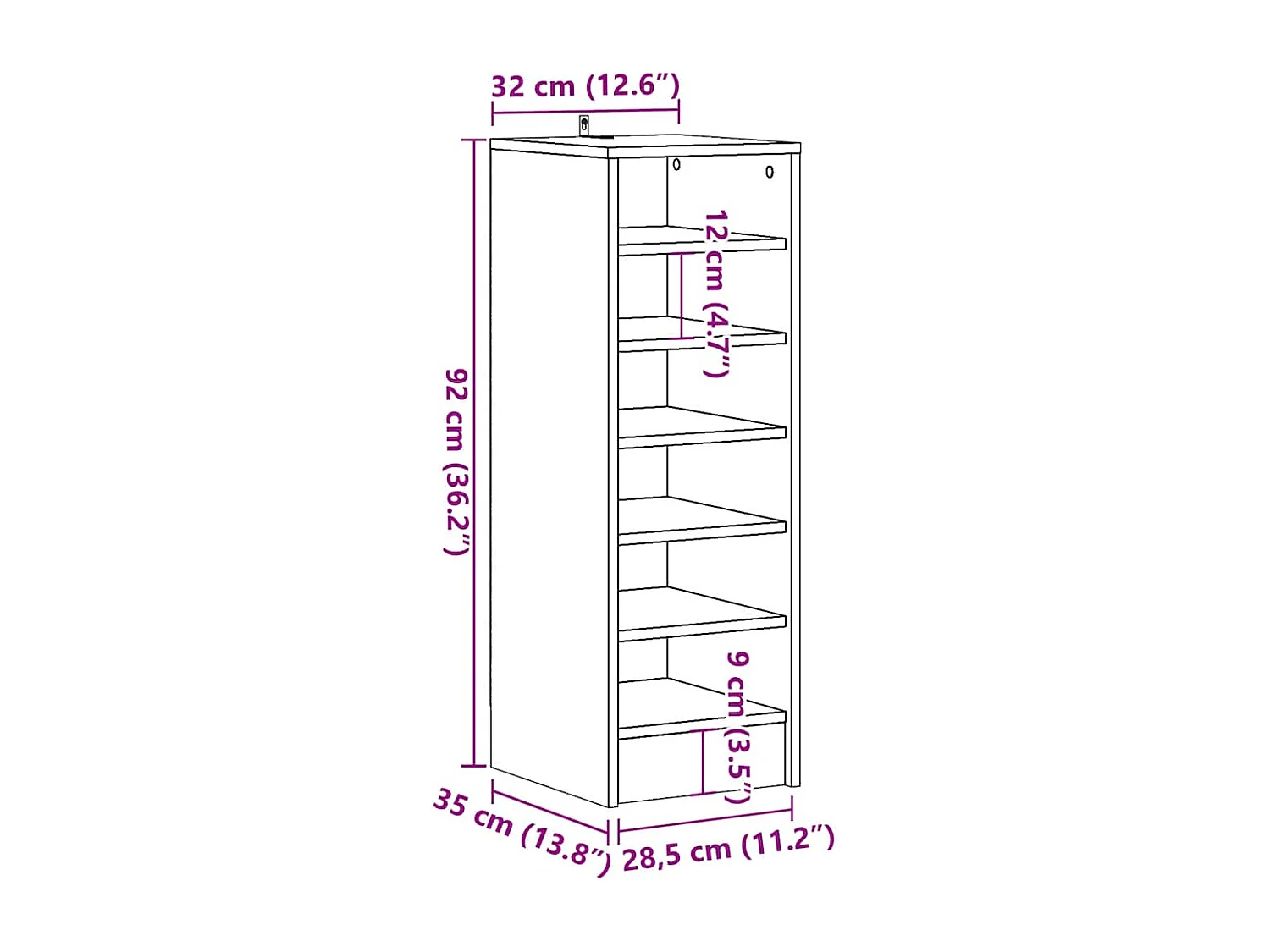 Armoire à chaussures vieux bois 32x35x92 cm bois d'ingénierie