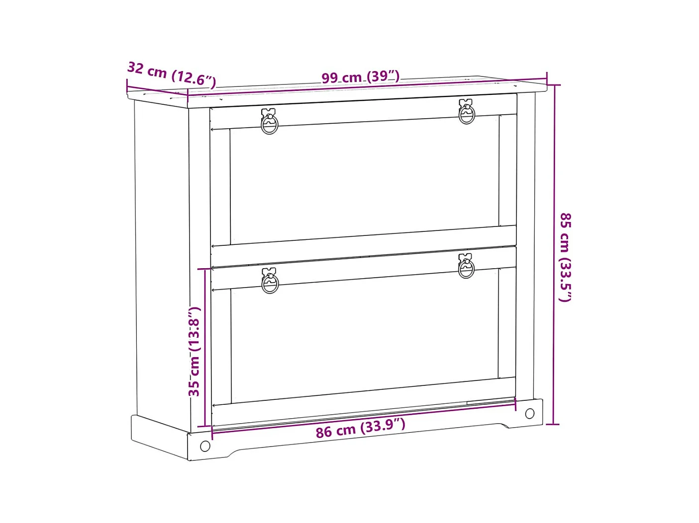 Armoire à chaussures 99x32x85 cm bois de pin massif
