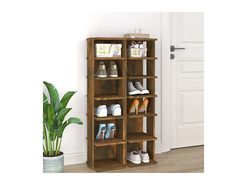 Étagères à chaussures 2 pcs Chêne fumé 27,5x27x102 cm