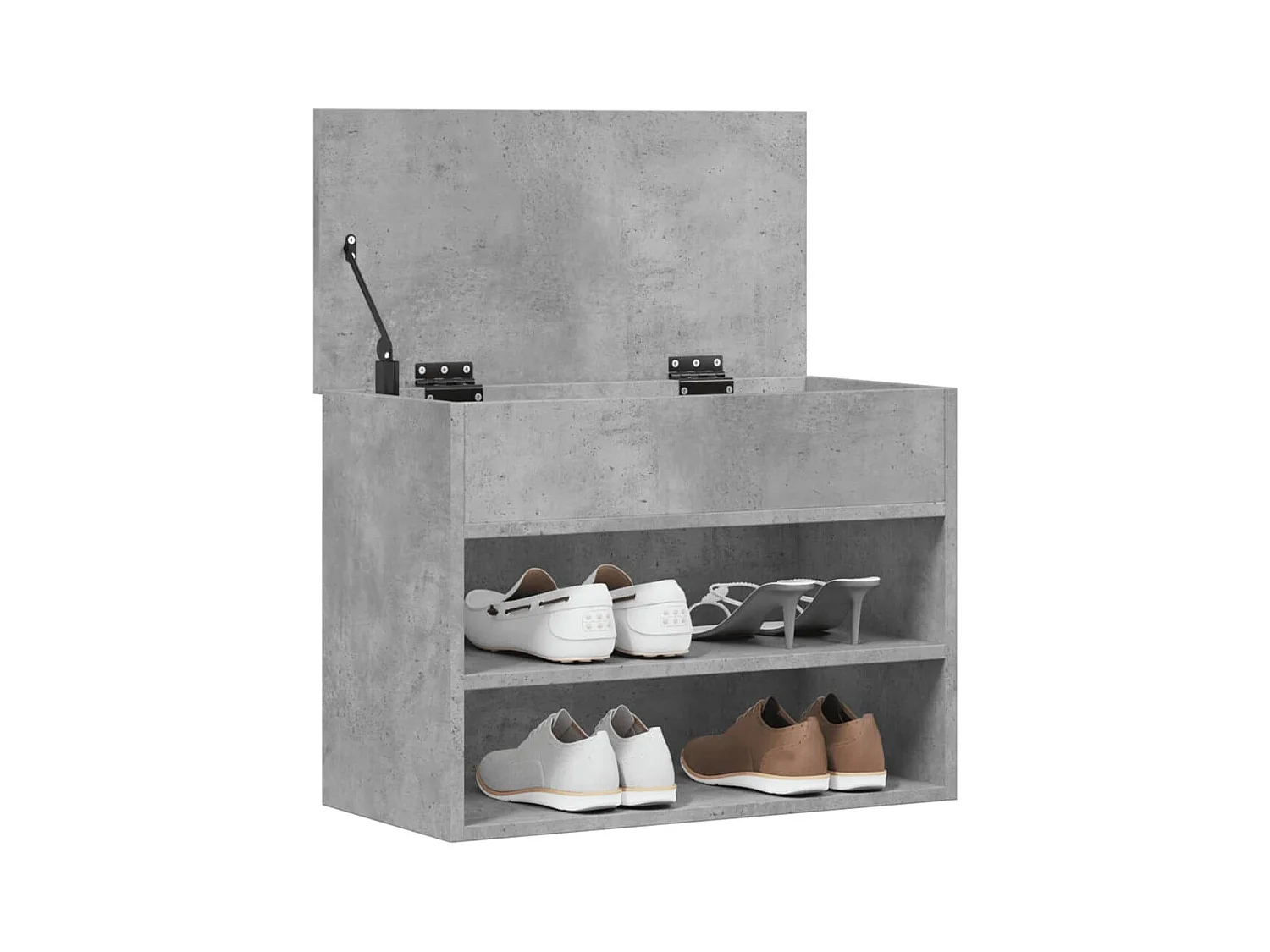 Betongrijze schoenenbank 60x30x45 cm bewerkt hout