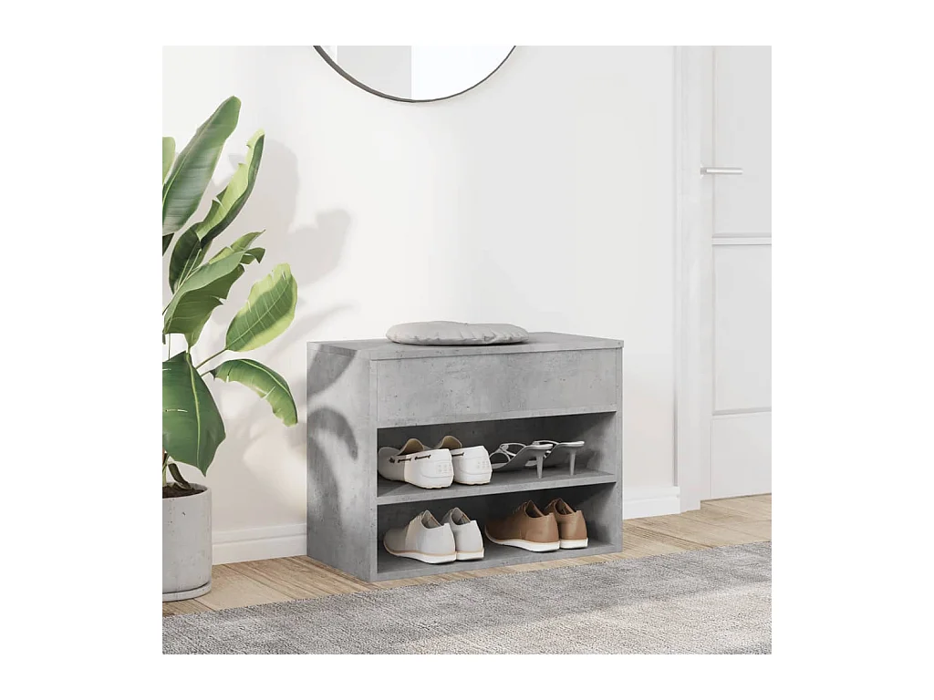 Betongrijze schoenenbank 60x30x45 cm bewerkt hout