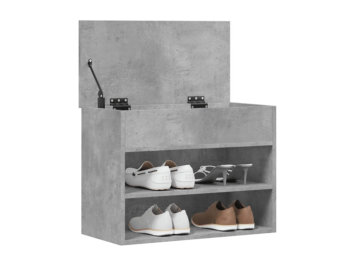 Betongrijze schoenenbank 60x30x45 cm bewerkt hout