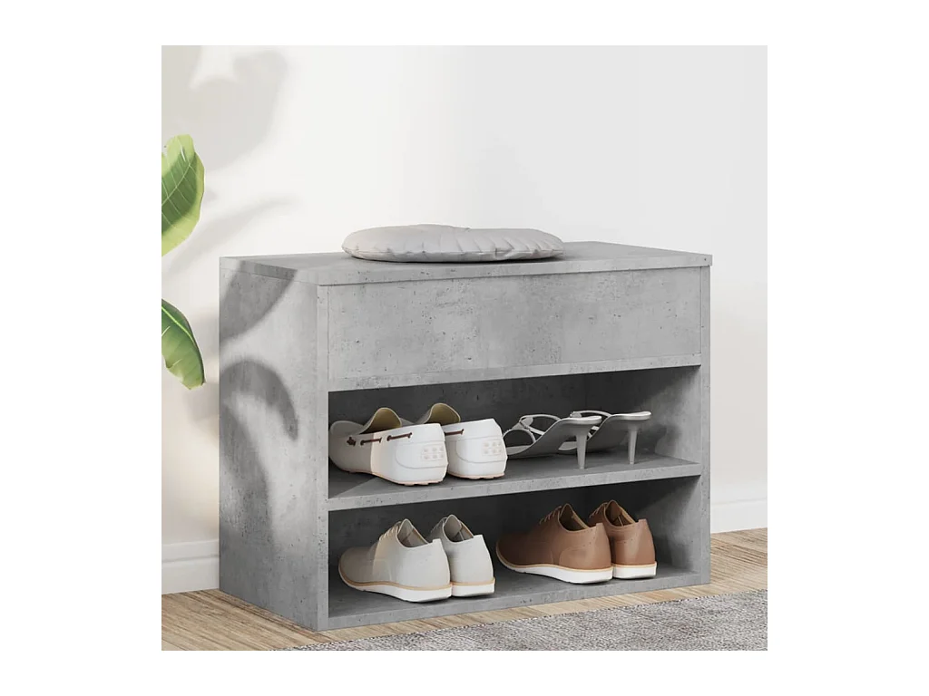 Panca portascarpe in cemento grigio 60x30x45 cm in legno ingegnerizzato