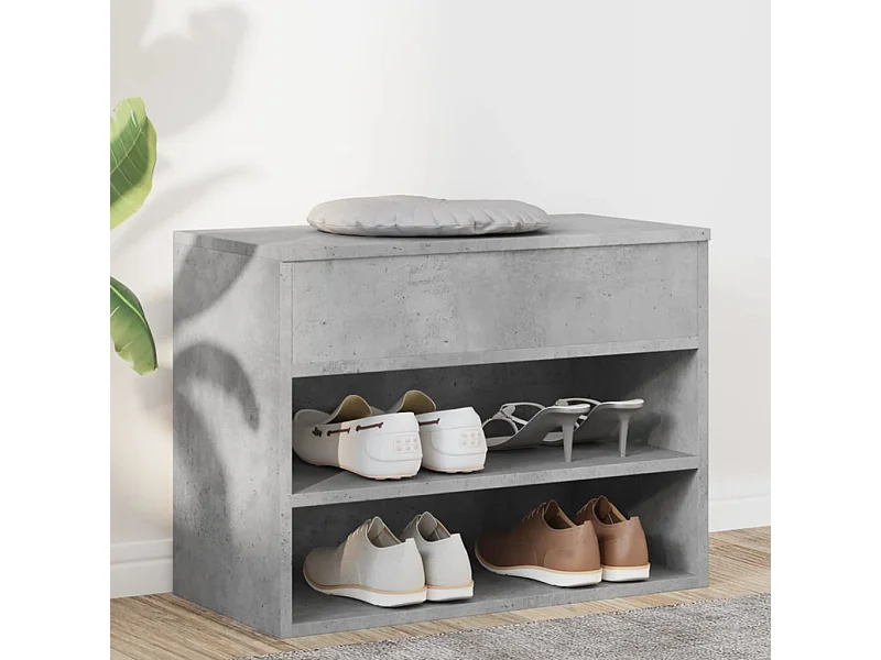 Banc à chaussures Gris béton 60x30x45 cm Bois d’ingénierie