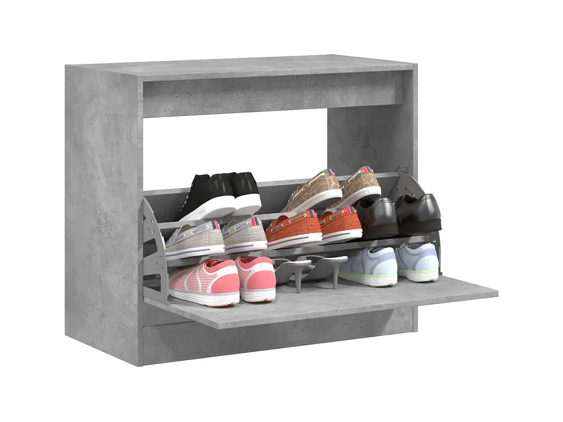 Armoire à chaussures gris béton 80x42x69 cm bois d'ingénierie
