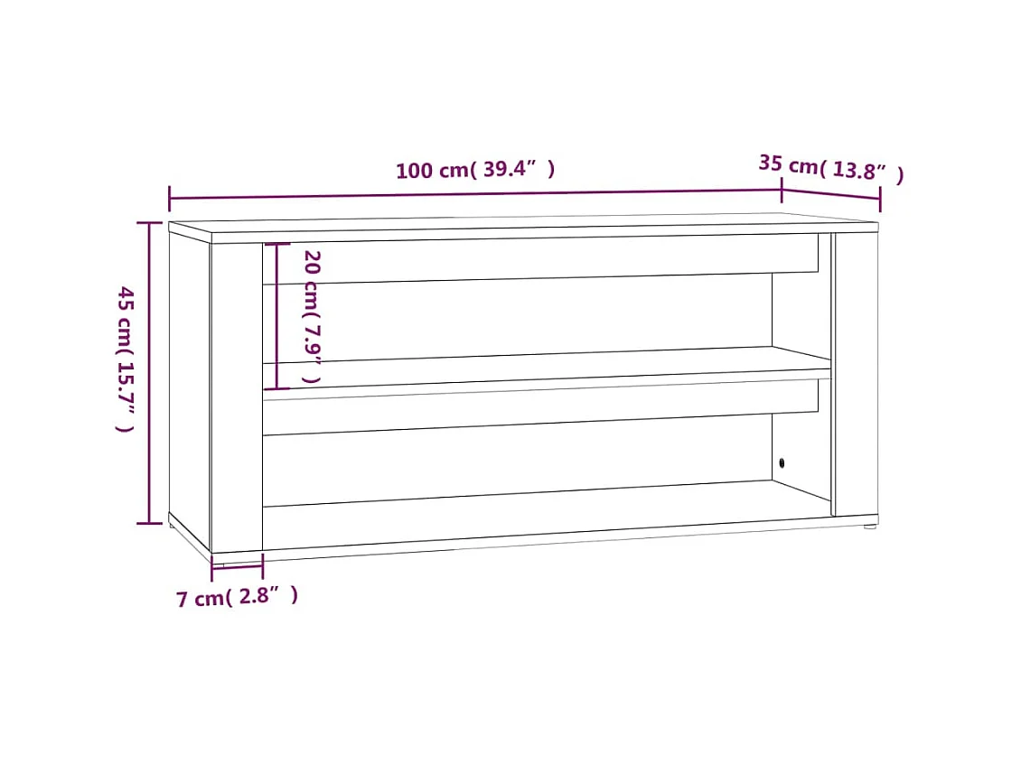 Étagère à chaussures Chêne sonoma 100x35x45cm Bois d'ingénierie