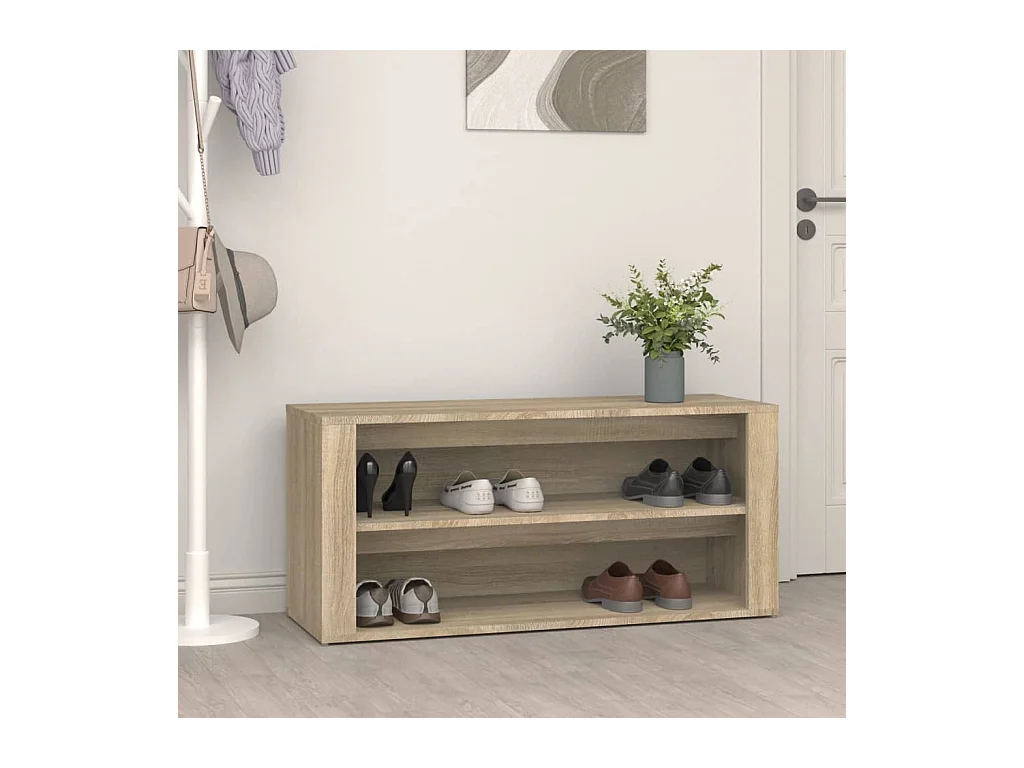 Schuhregal aus Sonoma-Eiche, 100 x 35 x 45 cm, Holzwerkstoff