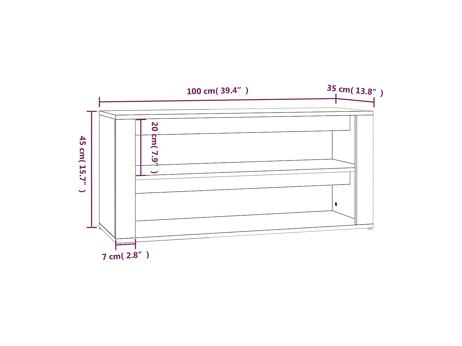 Zapatero de roble Sonoma 100x35x45cm Madera de ingeniería