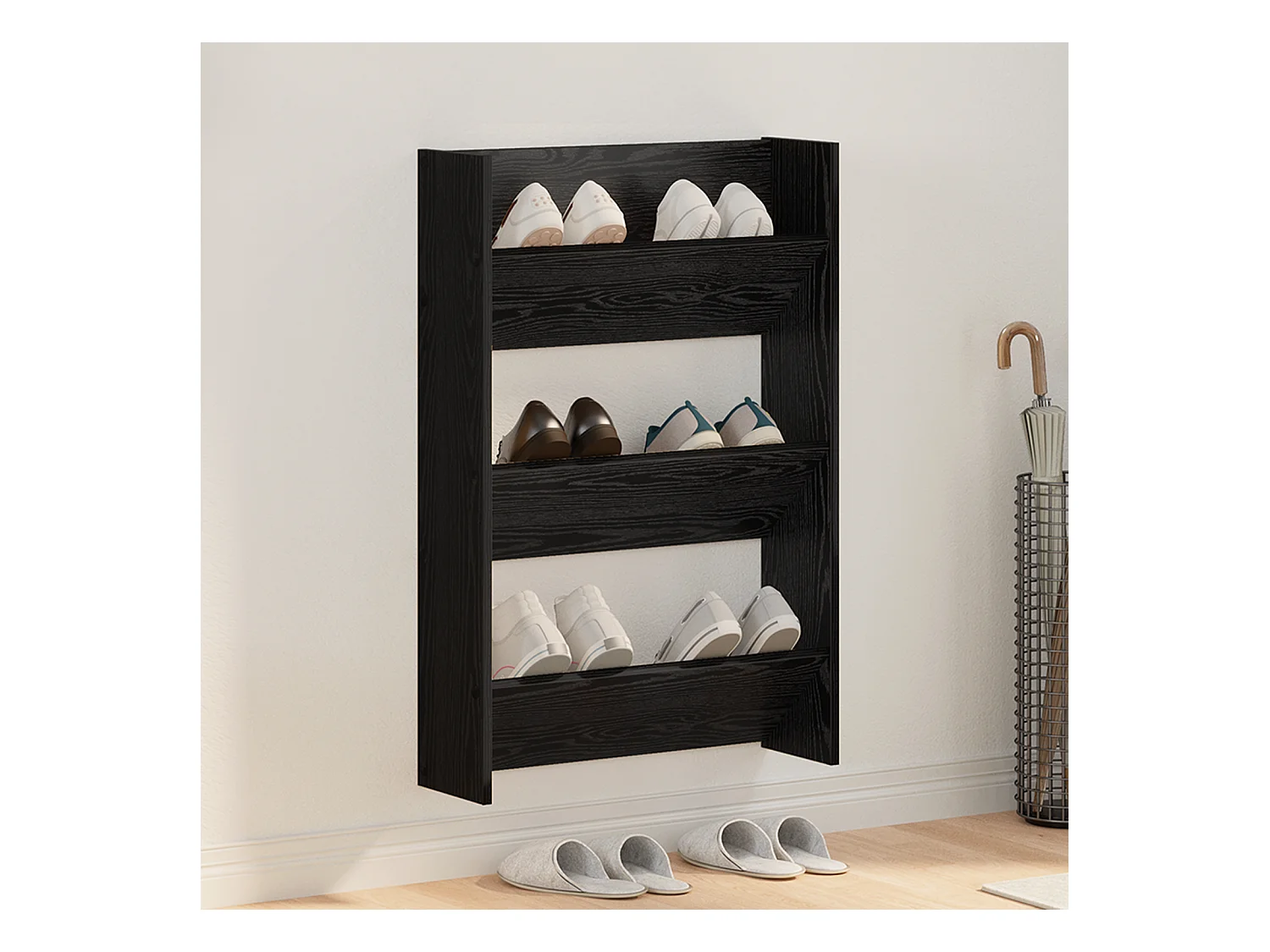 Cabinets à chaussures muraux Chêne noir 60 x 18 x 60 cm