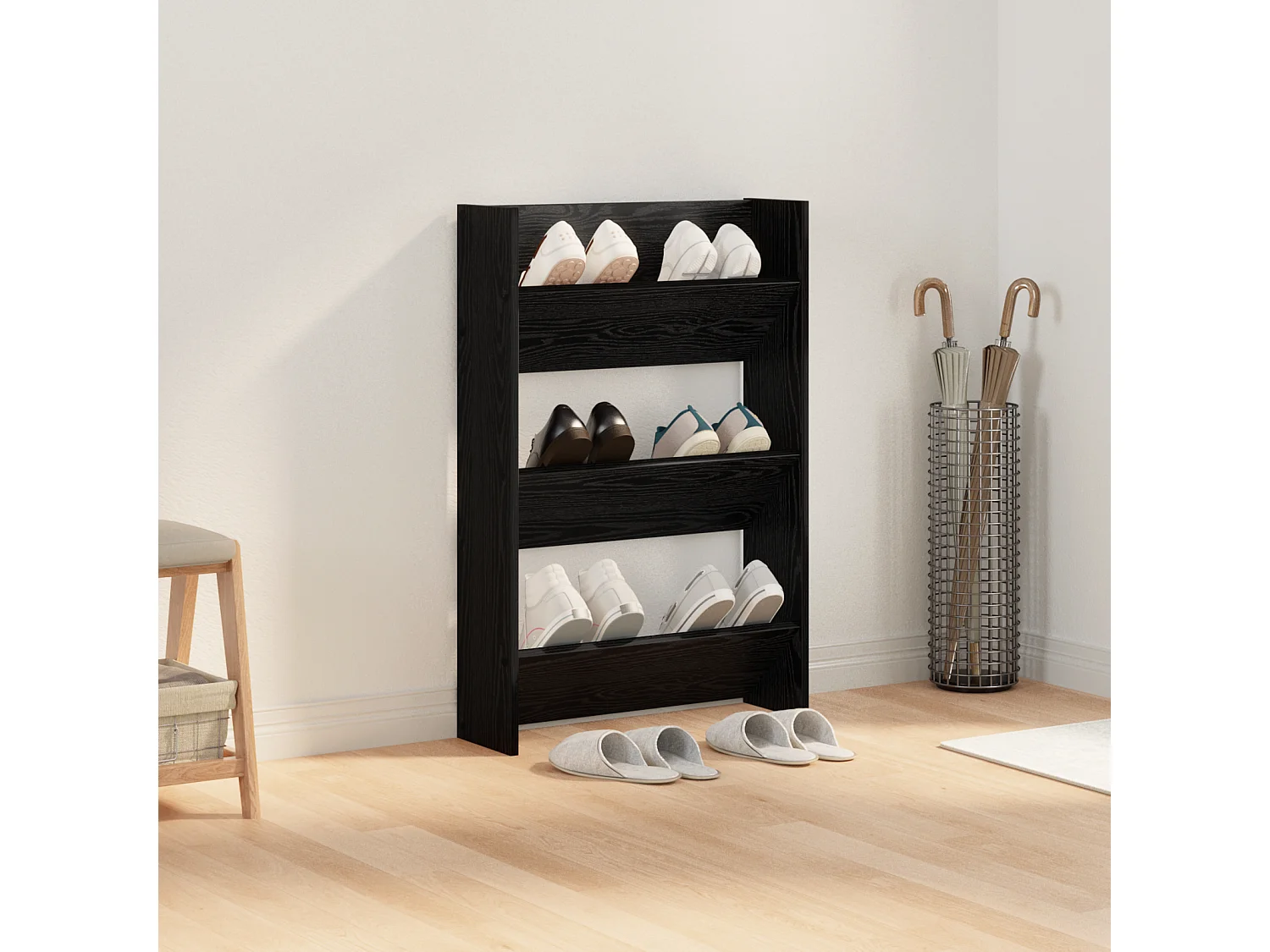 Cabinets à chaussures muraux Chêne noir 60 x 18 x 60 cm