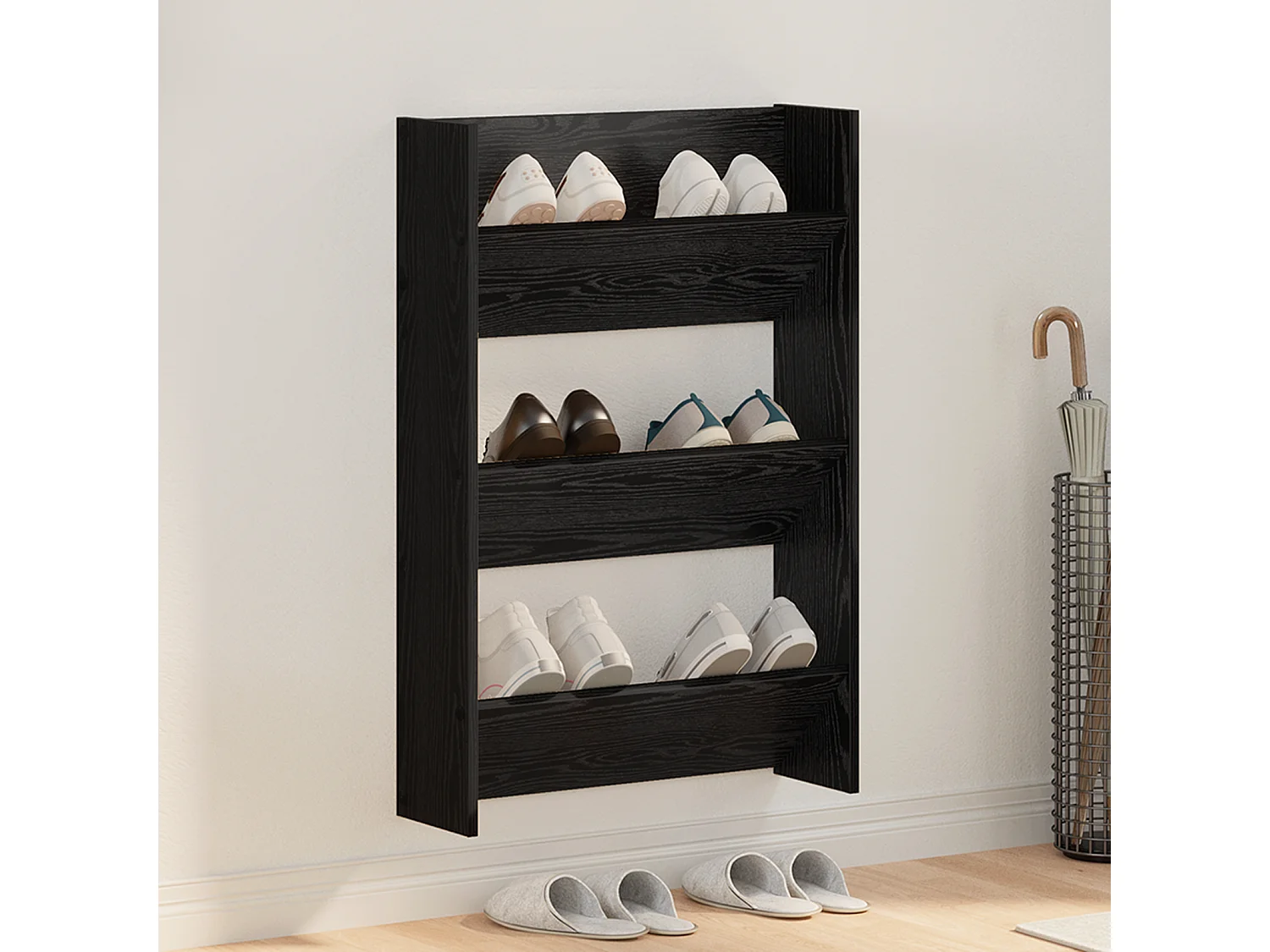 Cabinets à chaussures muraux Chêne noir 60 x 18 x 60 cm