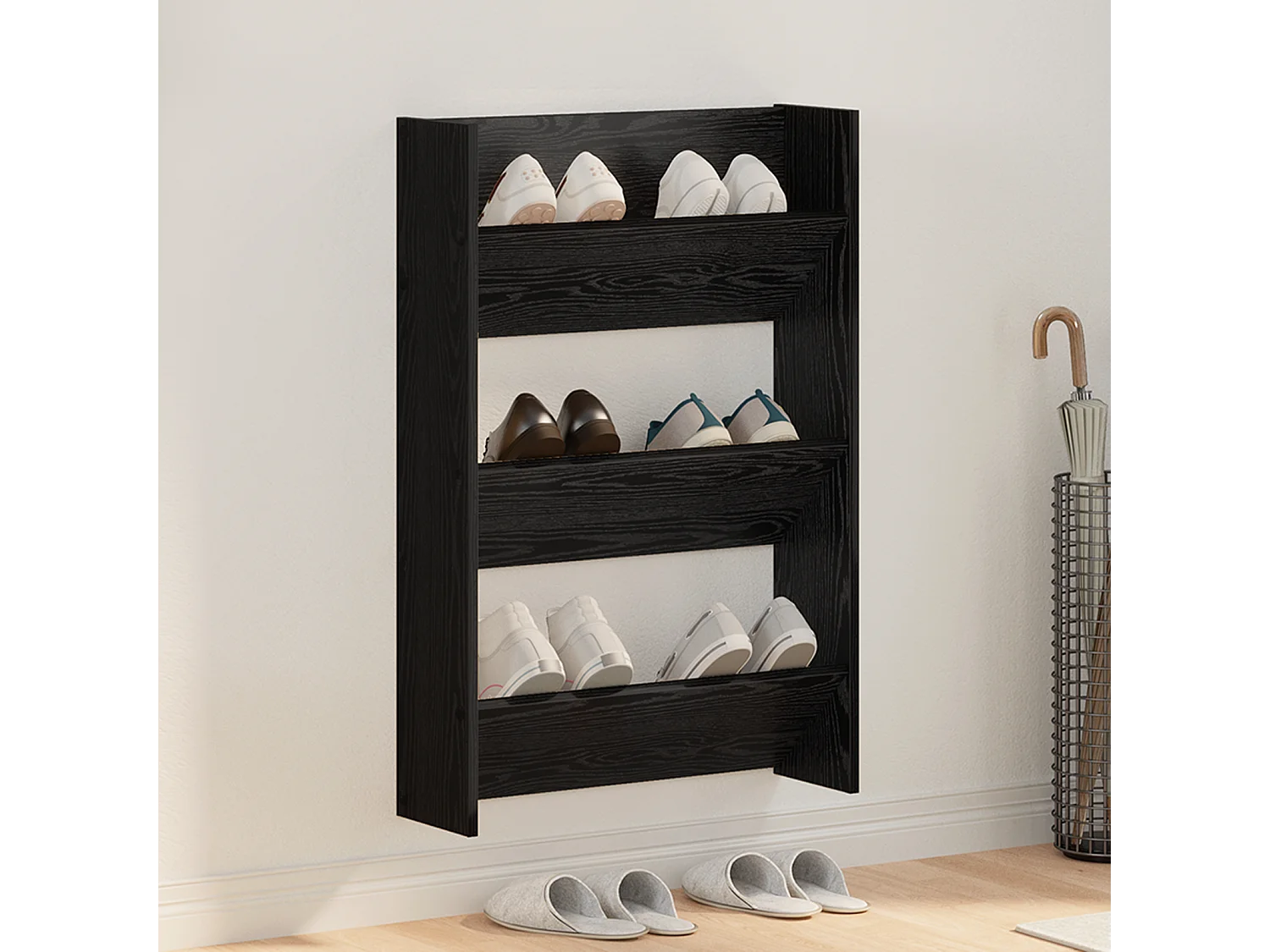 Cabinets à chaussures muraux Chêne noir 60 x 18 x 60 cm