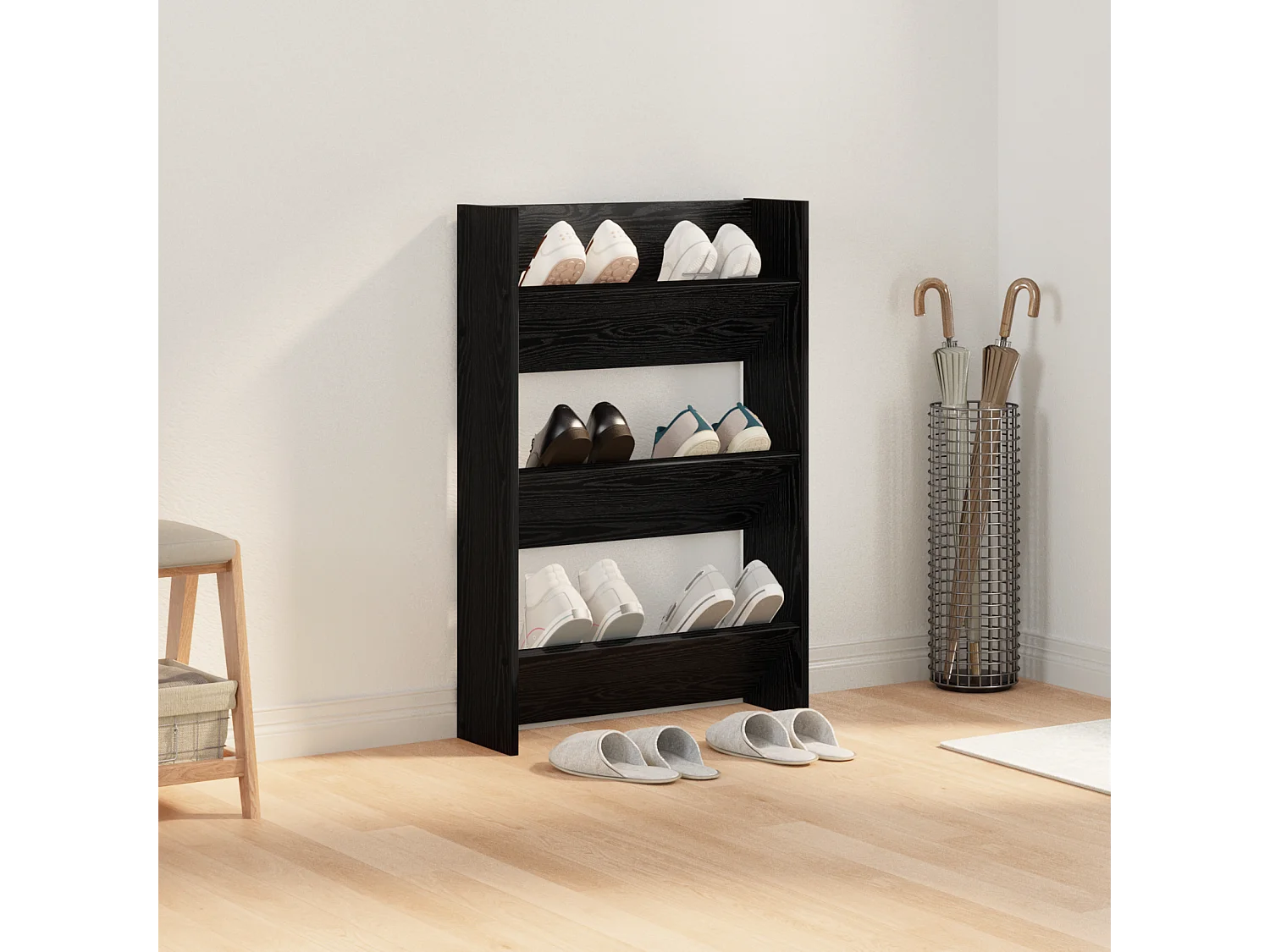 Cabinets à chaussures muraux Chêne noir 60 x 18 x 60 cm