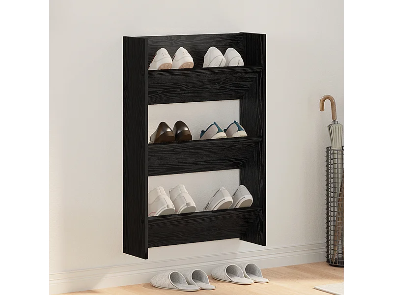 Zapateros de pared Roble negro 60 x 18 x 60 cm