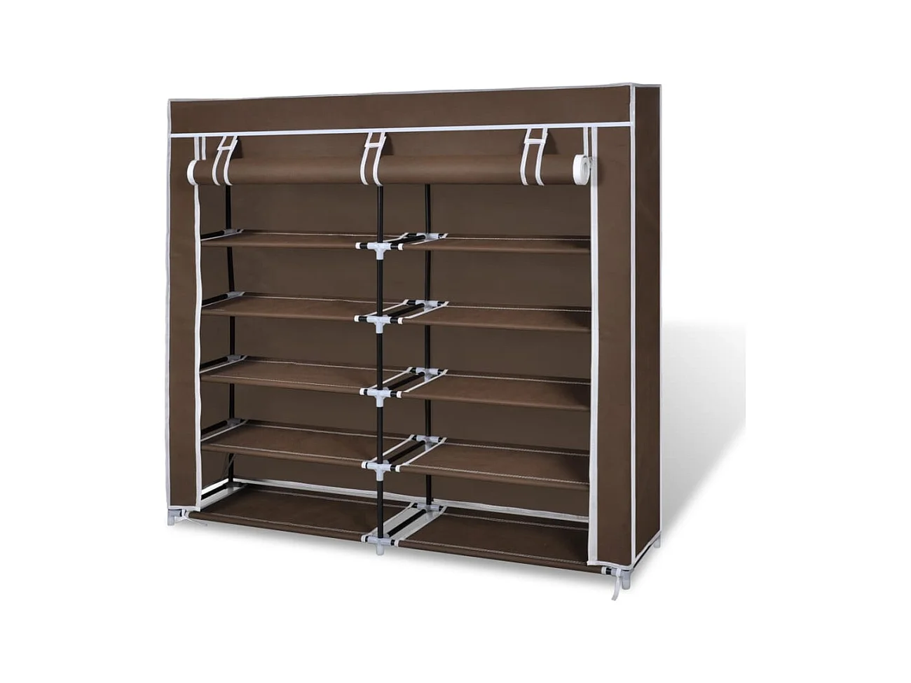 Armoire à chaussures avec housse 115 x 28 x 110 cm Tissu Marron