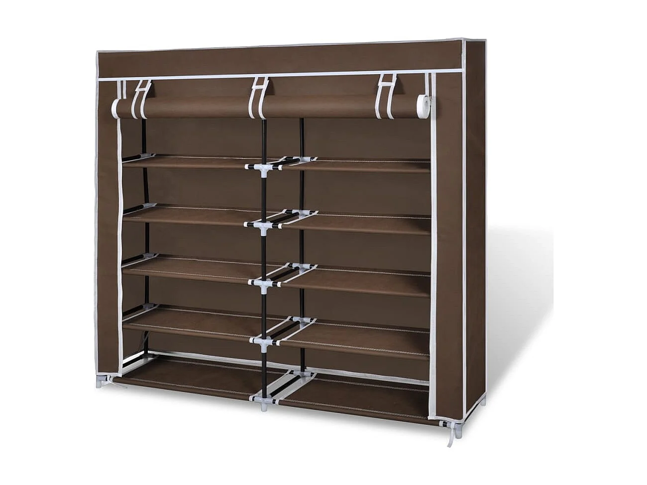 Scarpiera con coperchio 115 x 28 x 110 cm Tessuto marrone