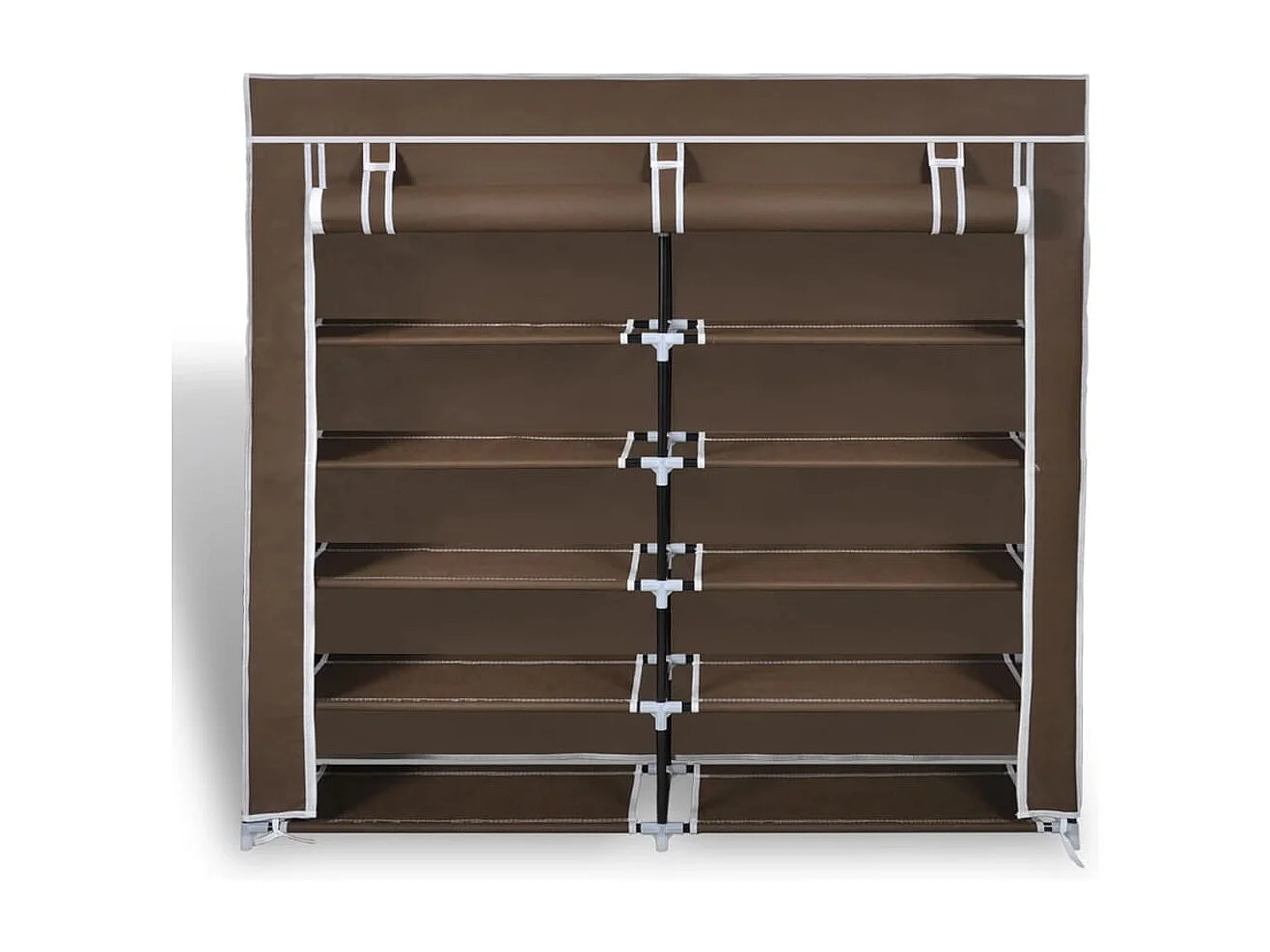 Scarpiera con coperchio 115 x 28 x 110 cm Tessuto marrone