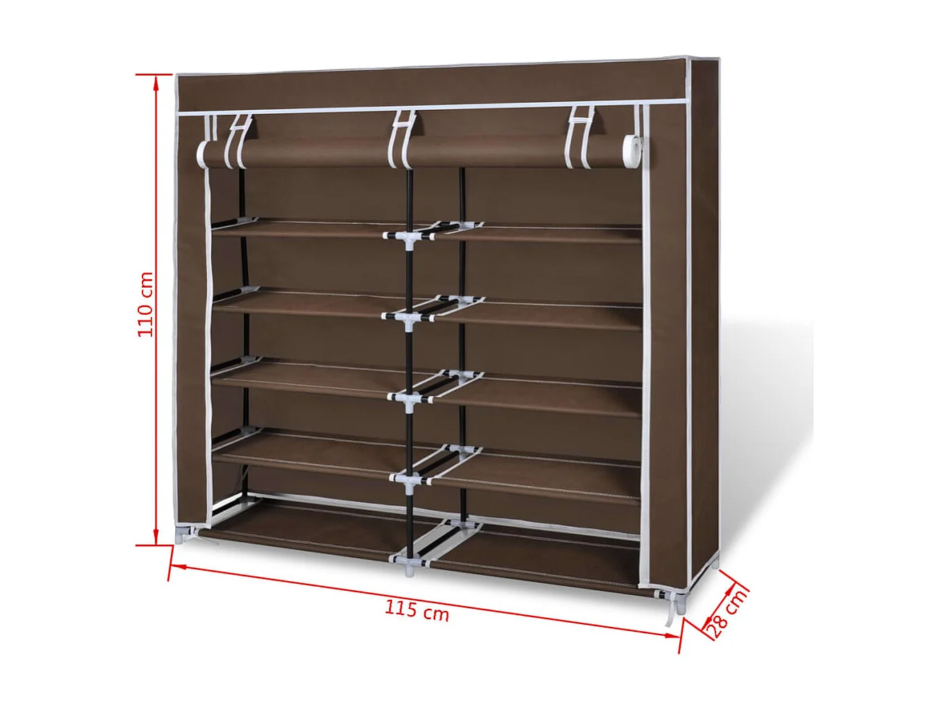 Scarpiera con coperchio 115 x 28 x 110 cm Tessuto marrone