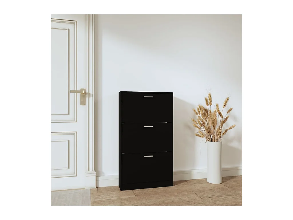Armoire à chaussures Noir 59x17x108 cm Bois d'ingénierie