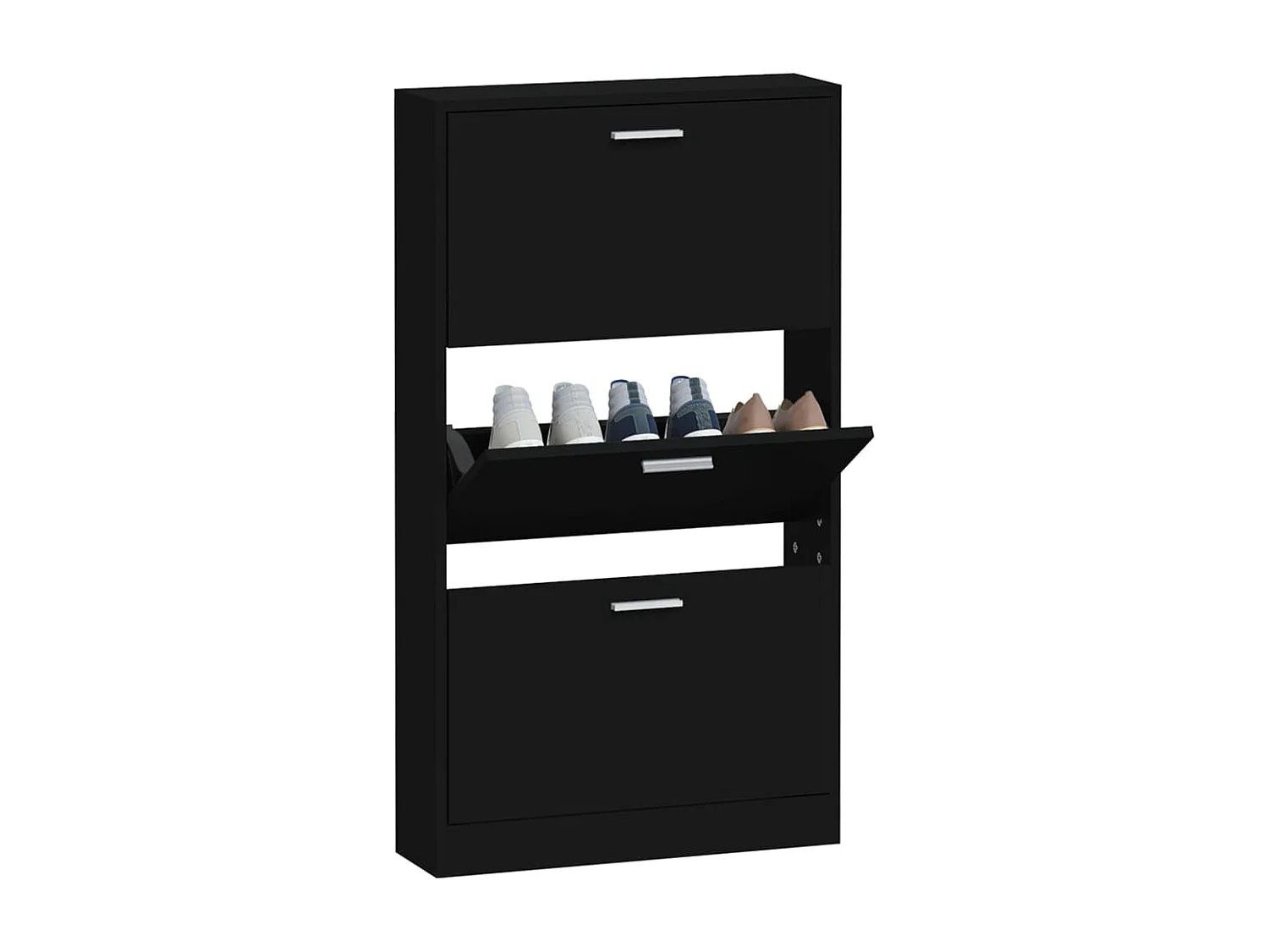 Scarpiera nera 59x17x108 cm Legno ingegnerizzato