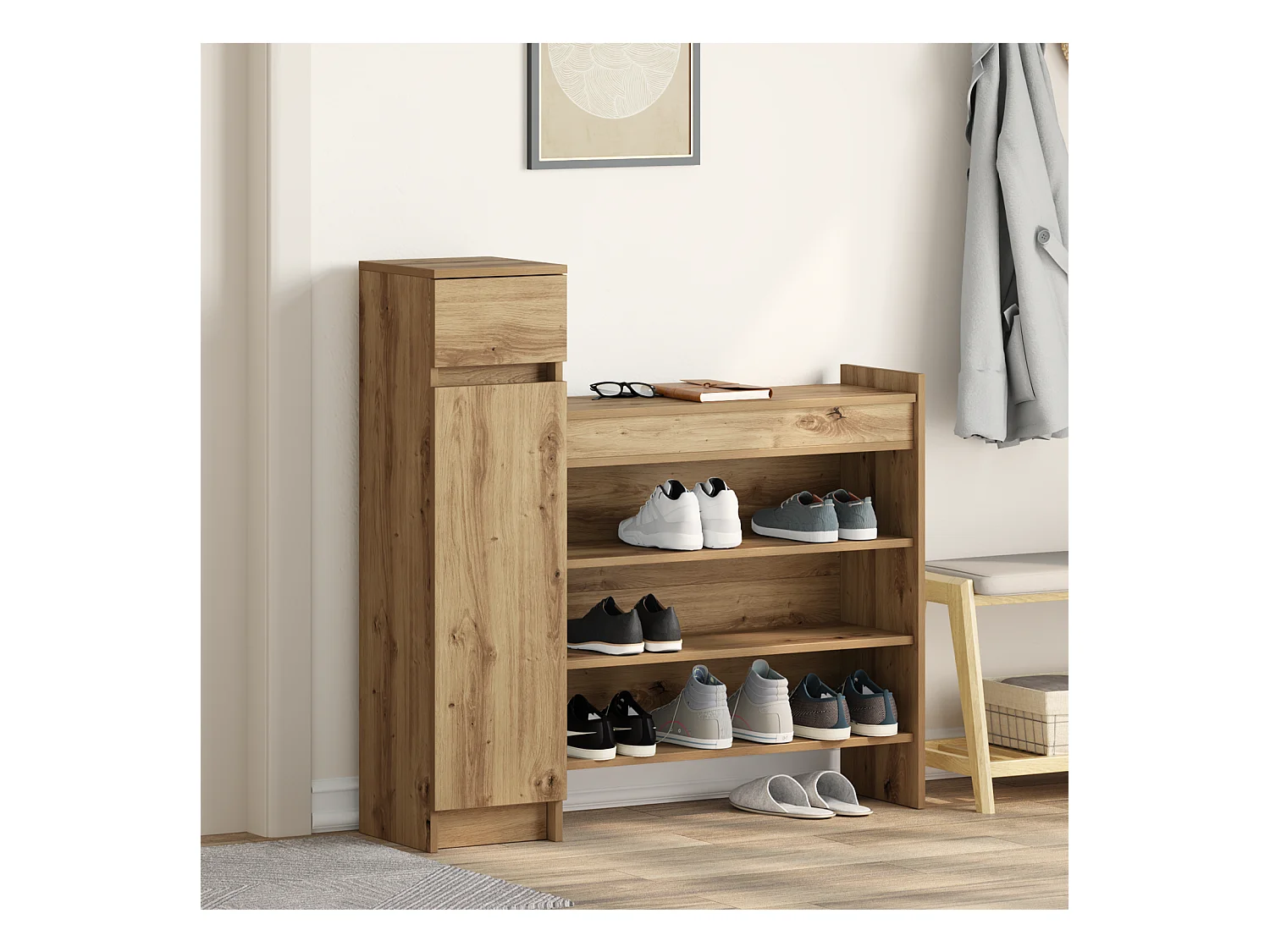 Meuble à chaussures Chêne 100.5x28x100 cm Bois d'ingénierie