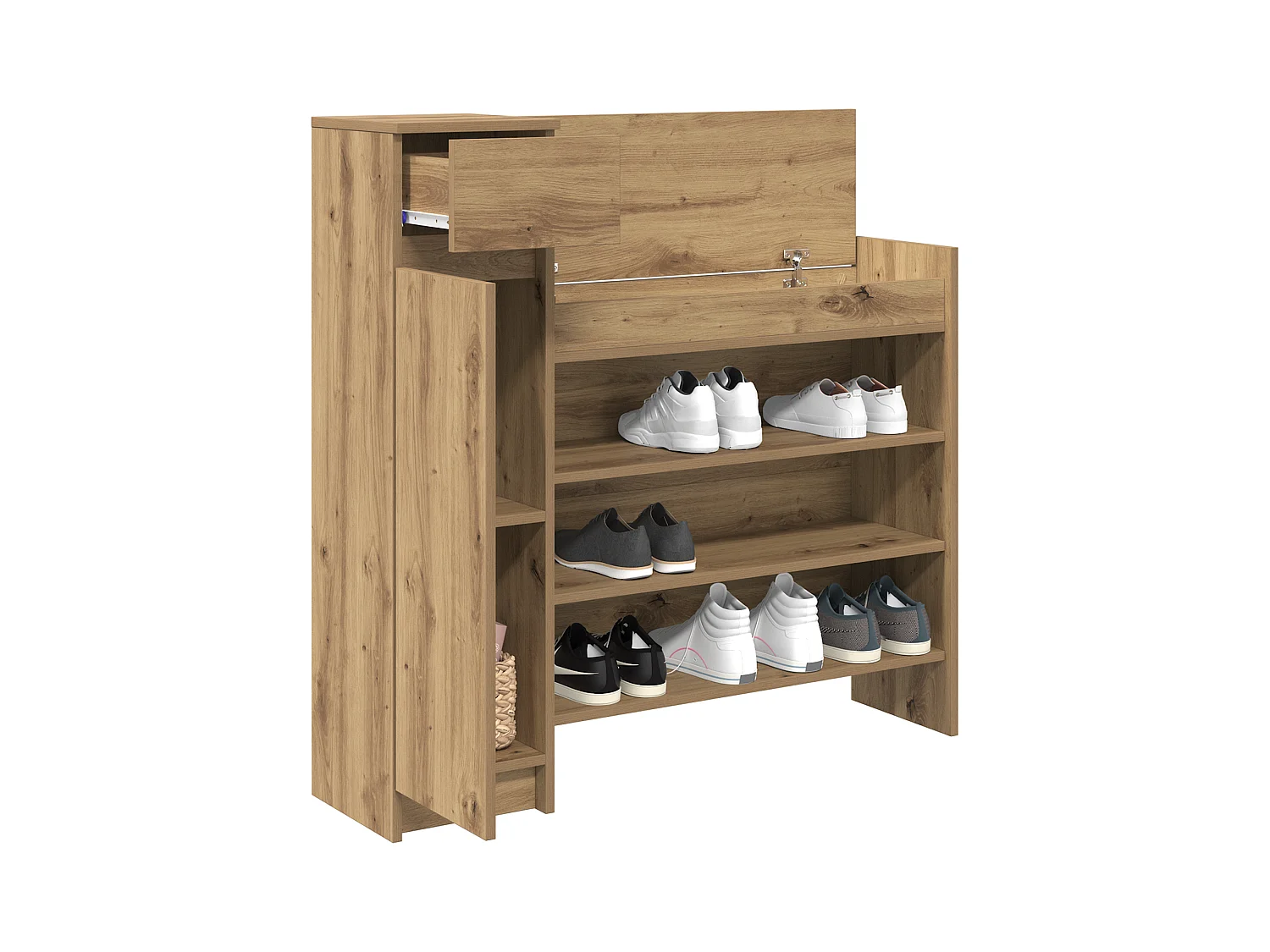 Meuble à chaussures Chêne 100.5x28x100 cm Bois d'ingénierie