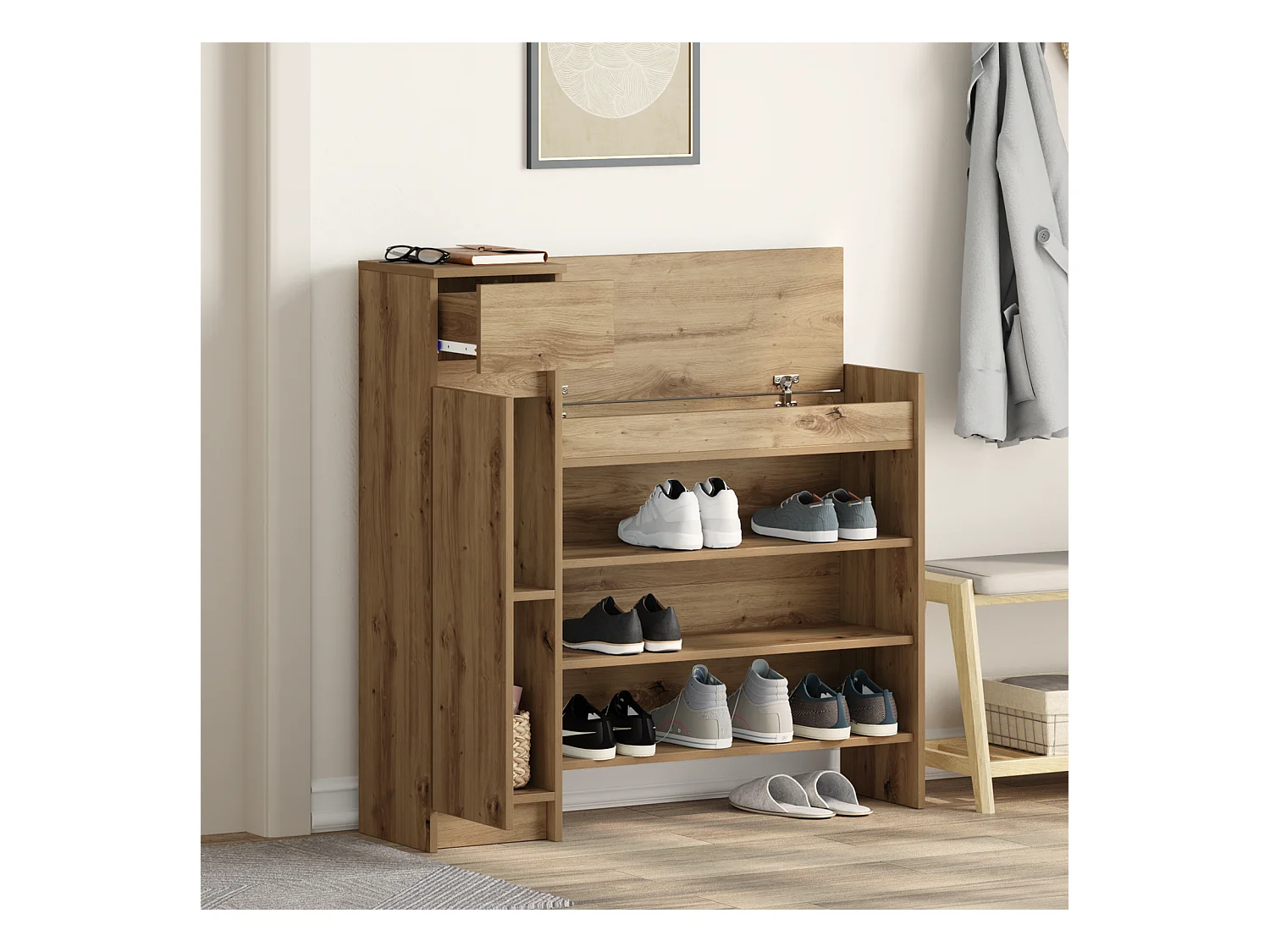 Meuble à chaussures Chêne 100.5x28x100 cm Bois d'ingénierie