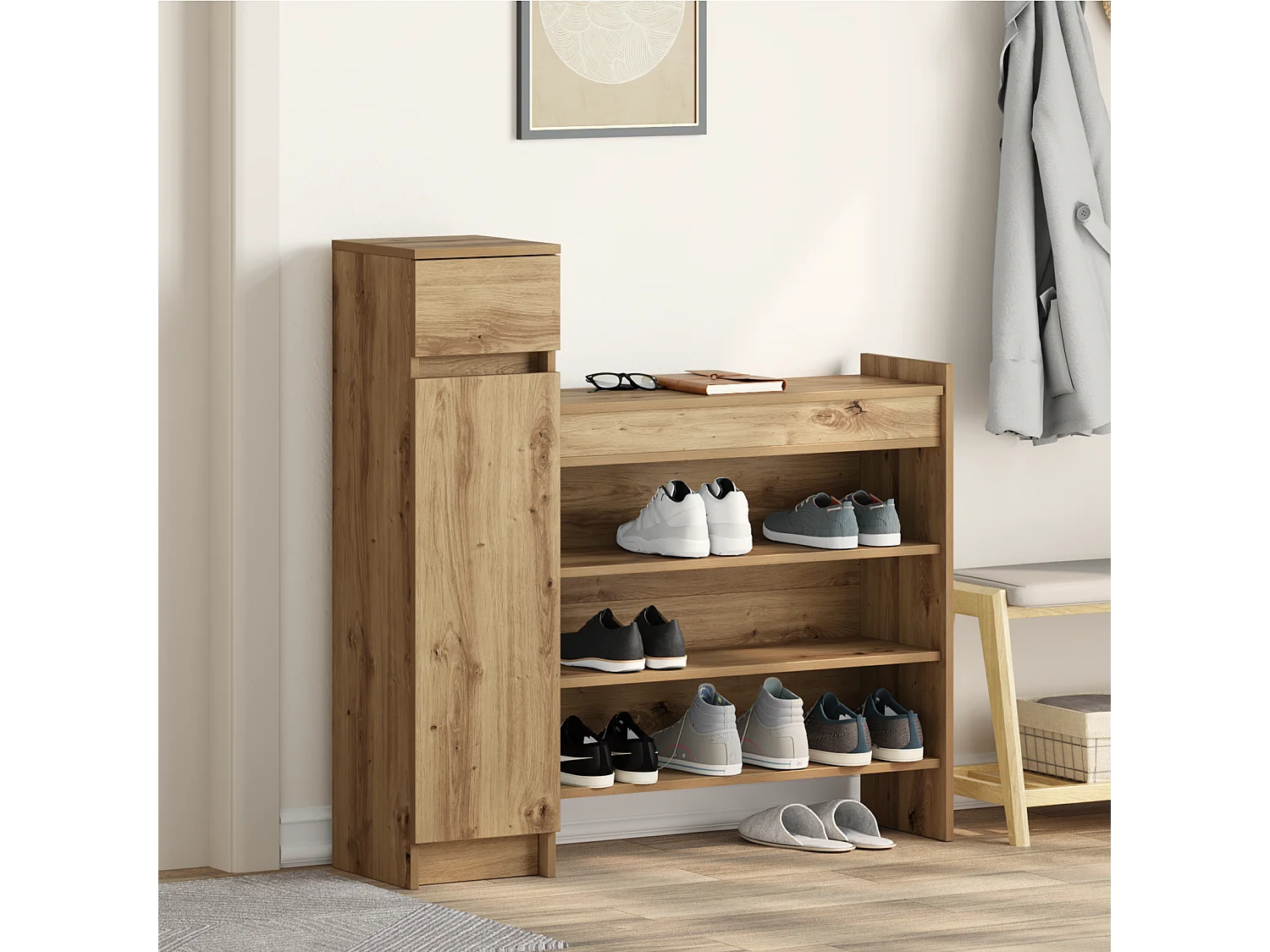 Meuble à chaussures Chêne 100.5x28x100 cm Bois d'ingénierie