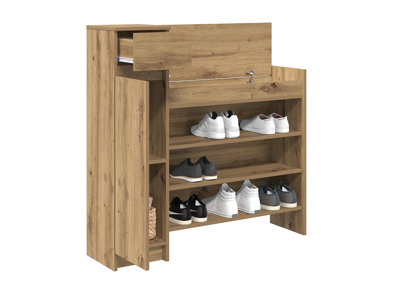 Meuble à chaussures Chêne 100.5x28x100 cm Bois d'ingénierie