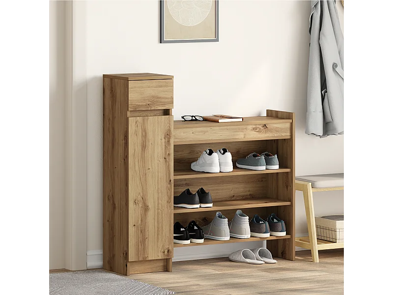 Meuble à chaussures Chêne 100.5x28x100 cm Bois d'ingénierie