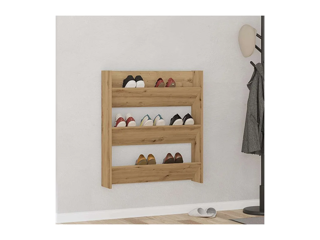 Armoire à chaussures murale chêne artisanal bois d'ingénierie