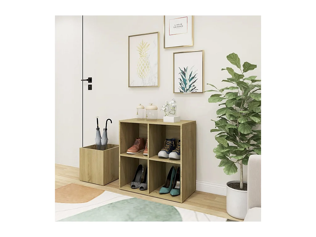 Scarpiera da ingresso in legno ingegnerizzato di rovere Sonoma