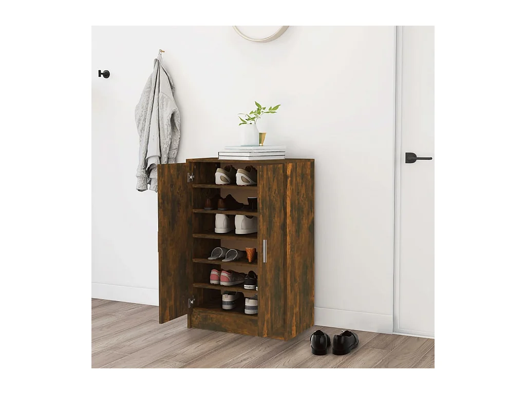 Meuble à chaussures Chêne fumé 60x35x92 cm Bois d'ingénierie