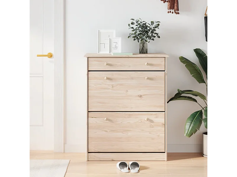 Scarpiera 77x35x96 cm in legno massello di pino