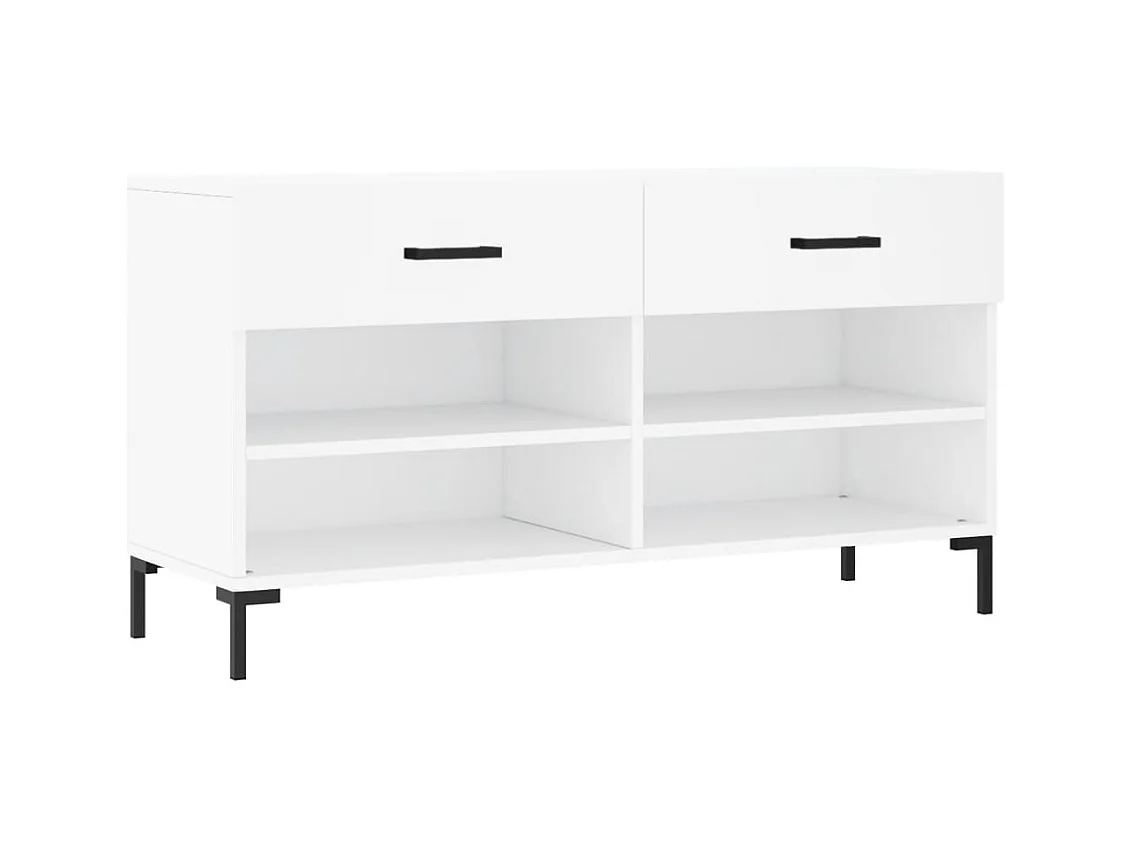 Banc à chaussures blanc 102x35x55 cm bois d'ingénierie