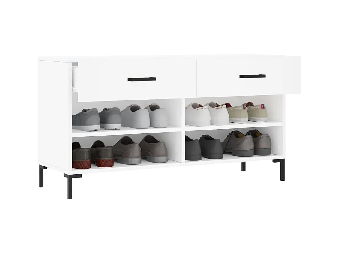 Banc à chaussures blanc 102x35x55 cm bois d'ingénierie