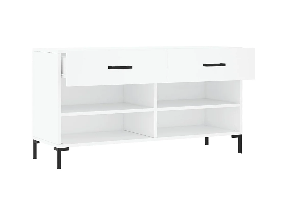Banc à chaussures blanc 102x35x55 cm bois d'ingénierie