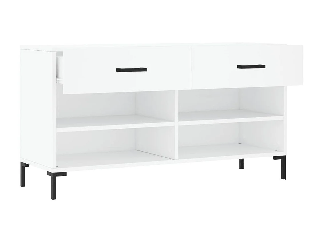 Banc à chaussures blanc 102x35x55 cm bois d'ingénierie